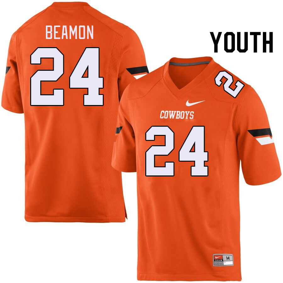 Youth #24 De'kelvion Beamon Oklahoma State Cowboys College Football Jerseys Stitched-Orange - Click Image to Close
